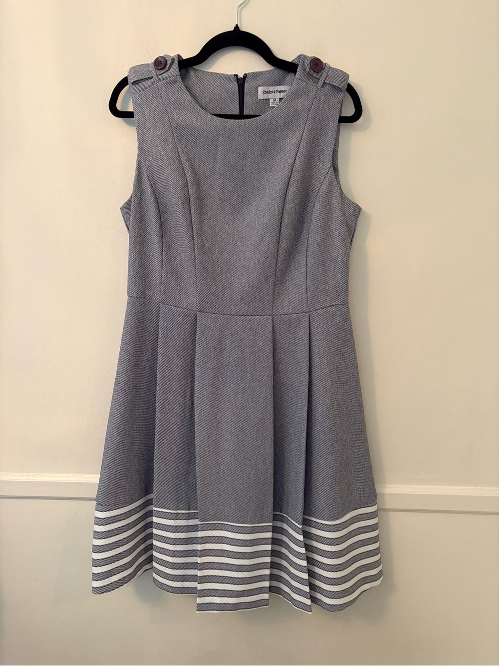 Shelby Palmer Fit Flare Dress Womens Sz 12 Pleats Sleeveless *no belt* - Picture 1 of 10